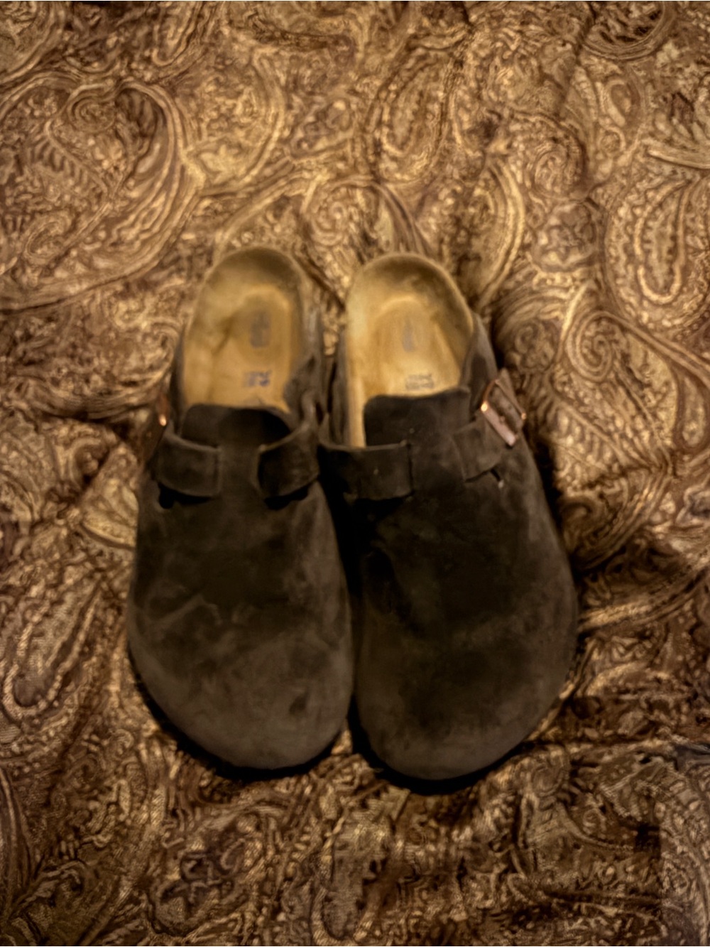 Birkenstock Women's Suede Clogs in Dark Brown
